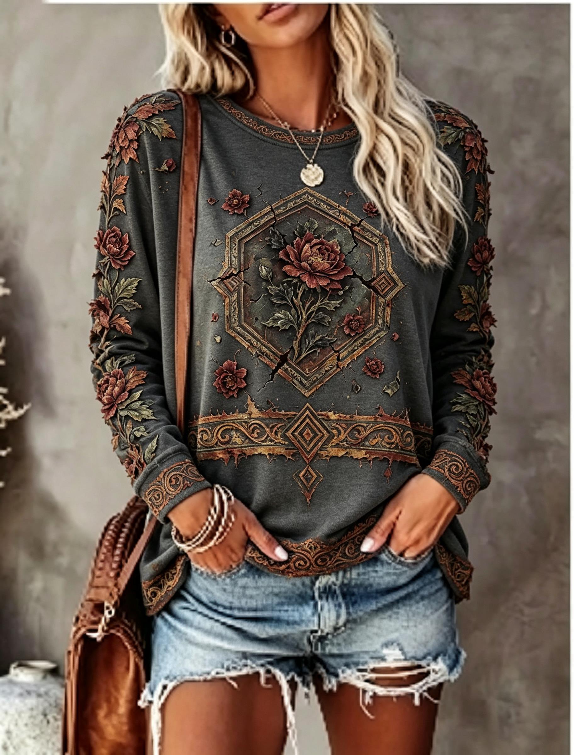 Kadın Bisiklet Yaka Uzun Kollu - Ethnic Fashion Women incelemesi ve fiyatı
